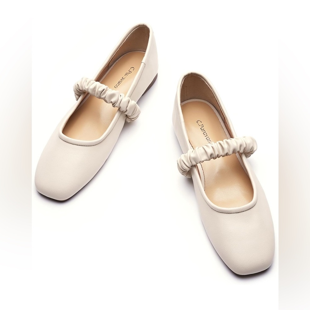 C.Paravano Mary Jane Shoes for Women Flats Leather Ballet Flat